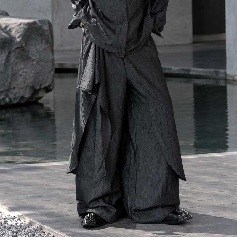 Irregular Slanted Placket Shirt and Trousers Two-piece set