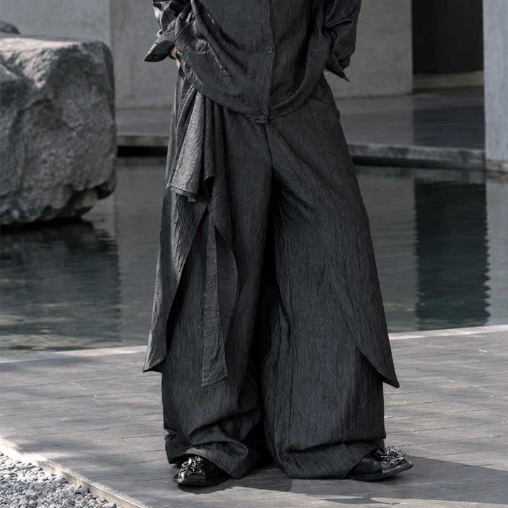 Irregular Slanted Placket Shirt and Trousers Two-piece set