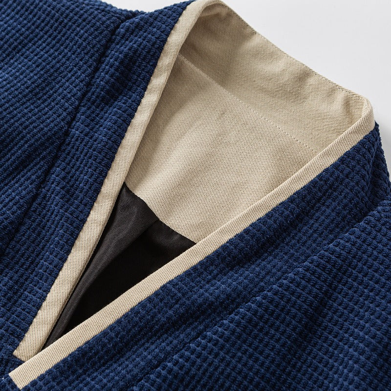 Contrast Trim Frog Button Zen Kimono Jacket