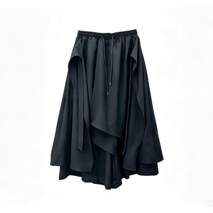 Japanese Loose Shirt and Asymmetrical Skirt-Pants Two-piece Set