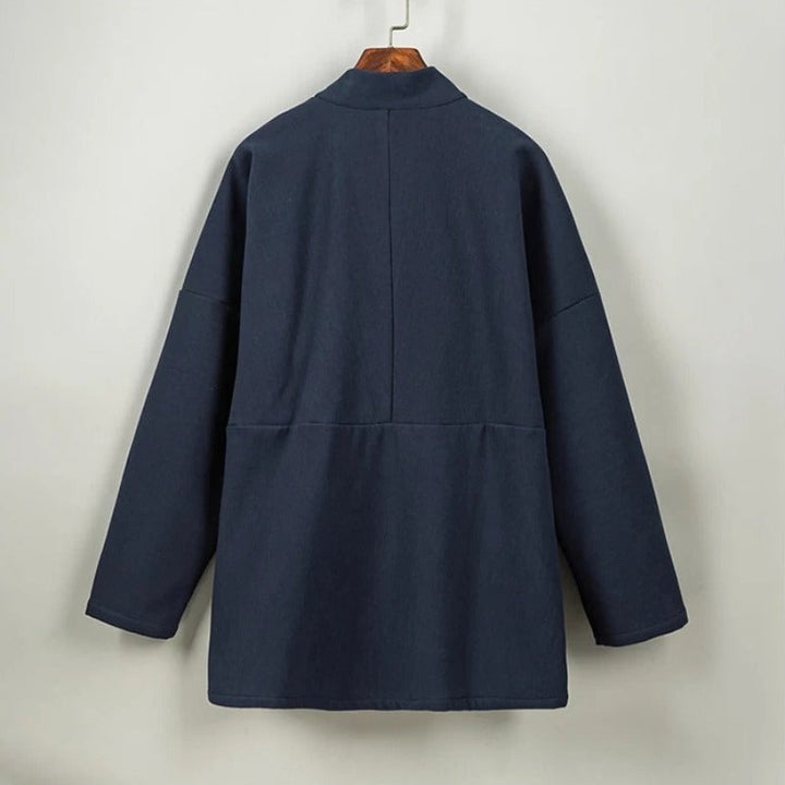 Fleece Lined Thick Warm Curved Neck Hanfu Cardigan