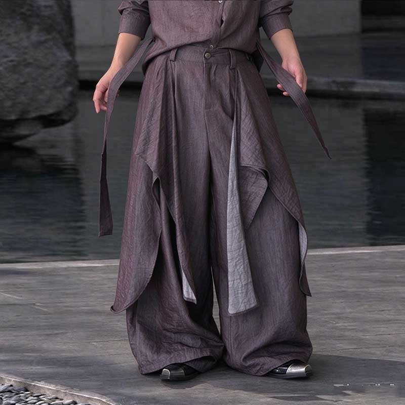 Irregular Slanted Placket Shirt and Trousers Two-piece set