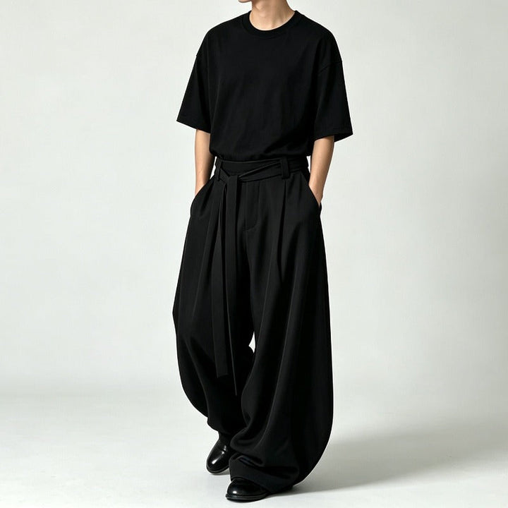 Japanese High-waist Drawstring Straps Wide-leg Casual Pants