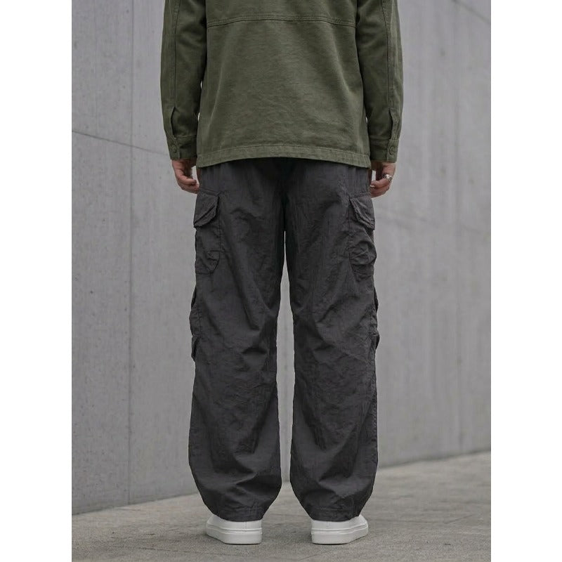 Japanese Loose Multi-pocket Straight-leg Cuffed Cargo Pants