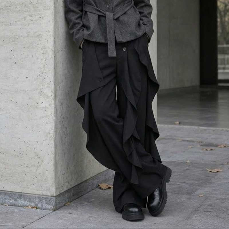Irregular Ribbon Wide-leg Pants