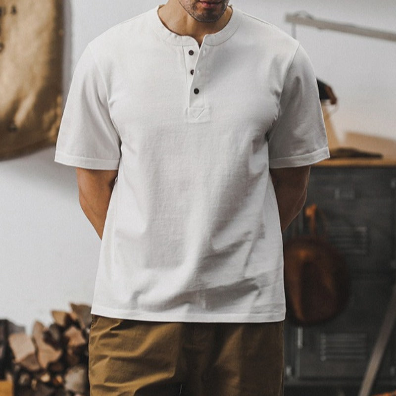 320g Heavyweight Loose Fit Henley T-Shirt
