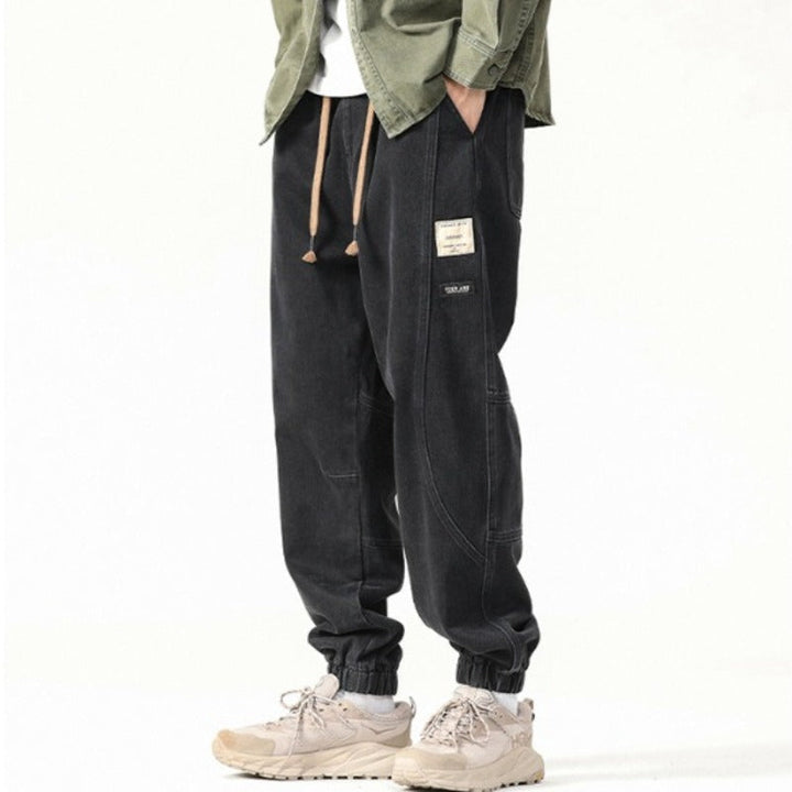 Heavyweight Loose Washed Denim Cargo Jogger Pants