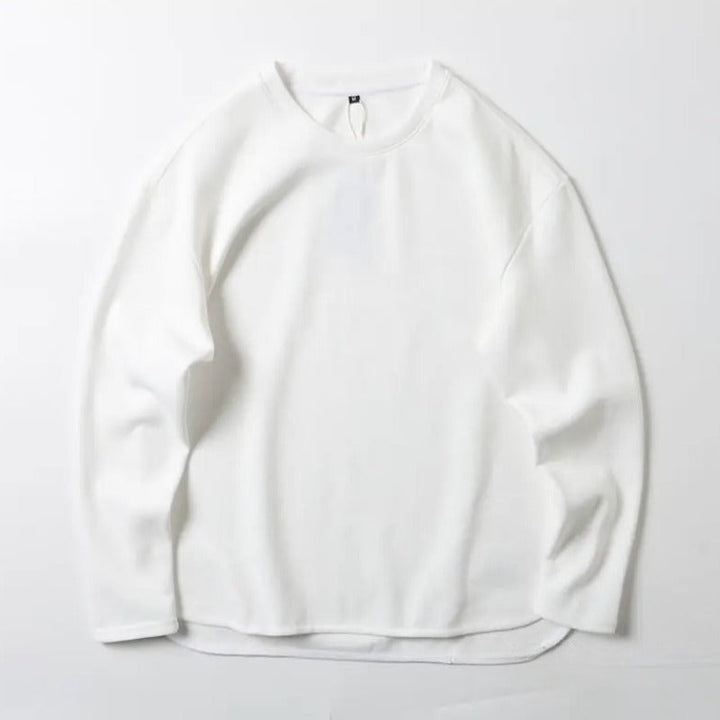 320g Heavyweight Curved Hem Side Slit Loose Fit Crew Neck Casual Long Sleeve Tee
