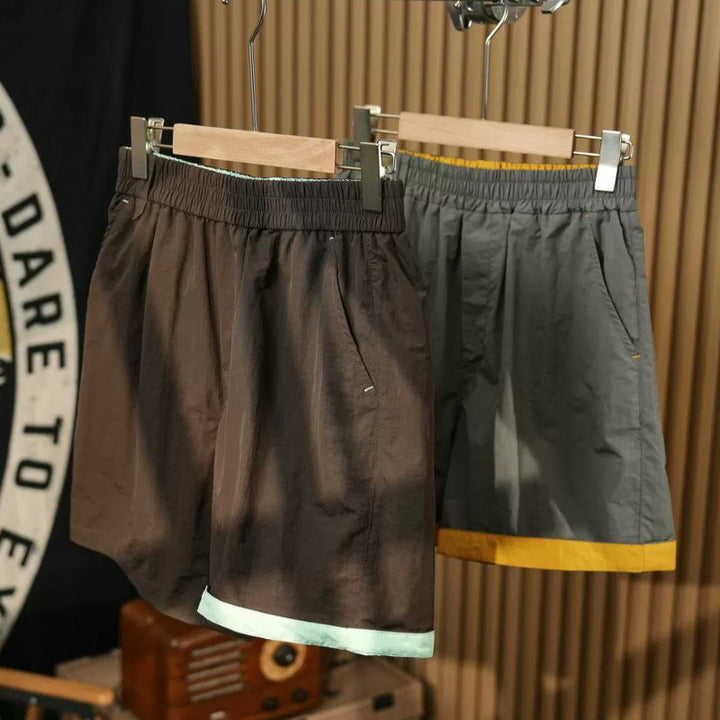 Color-blocked Rolled-up Water-repellent Shorts
