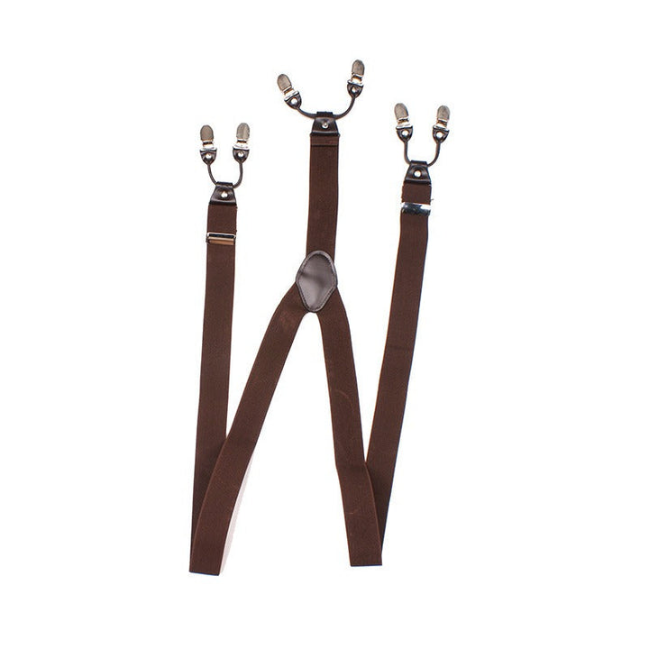 Adjustable Detachable Y Back Leather Suspenders Braces