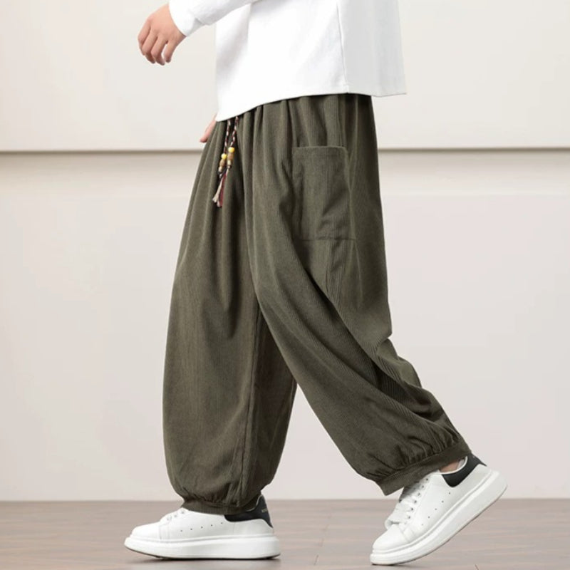Corduroy Side Pocket Loose Wide-leg Casual Pants