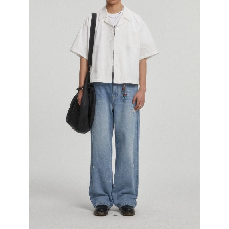 Boxy-fit Cotton Utility Short-sleeve Cotton Shirt