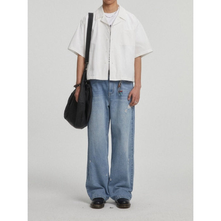 Boxy-fit Cotton Utility Short-sleeve Cotton Shirt
