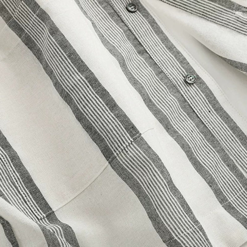 Japanese Striped Loose Kimono Shirt Half Sleeve Cardigan