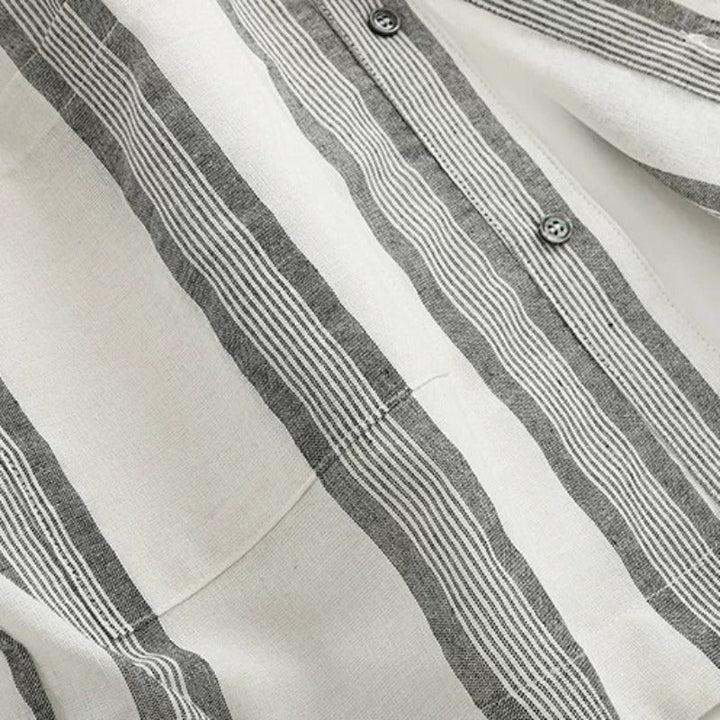 Japanese Striped Loose Kimono Shirt Half Sleeve Cardigan