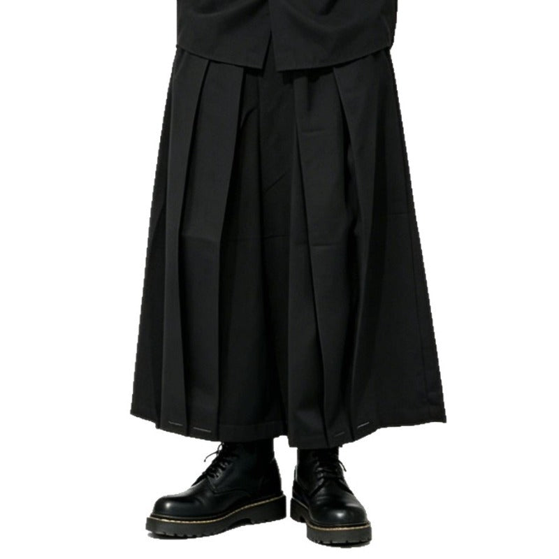 Japanese High Waist Asymmetric Cropped Wide Leg Skirt-pants