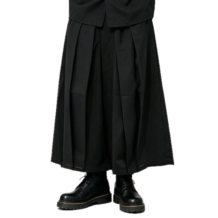 Japanese High Waist Asymmetric Cropped Wide Leg Skirt-pants