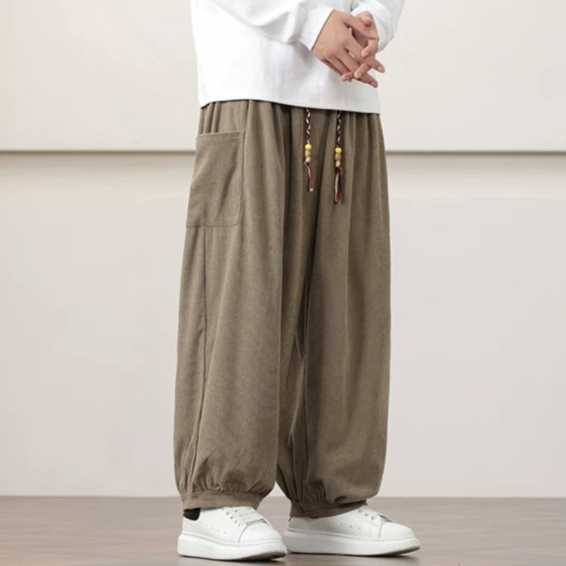 Corduroy Side Pocket Loose Wide-leg Casual Pants