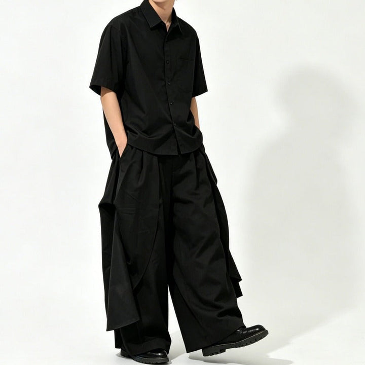 Japanese Loose Draped Casual Short Sleeve Shirt