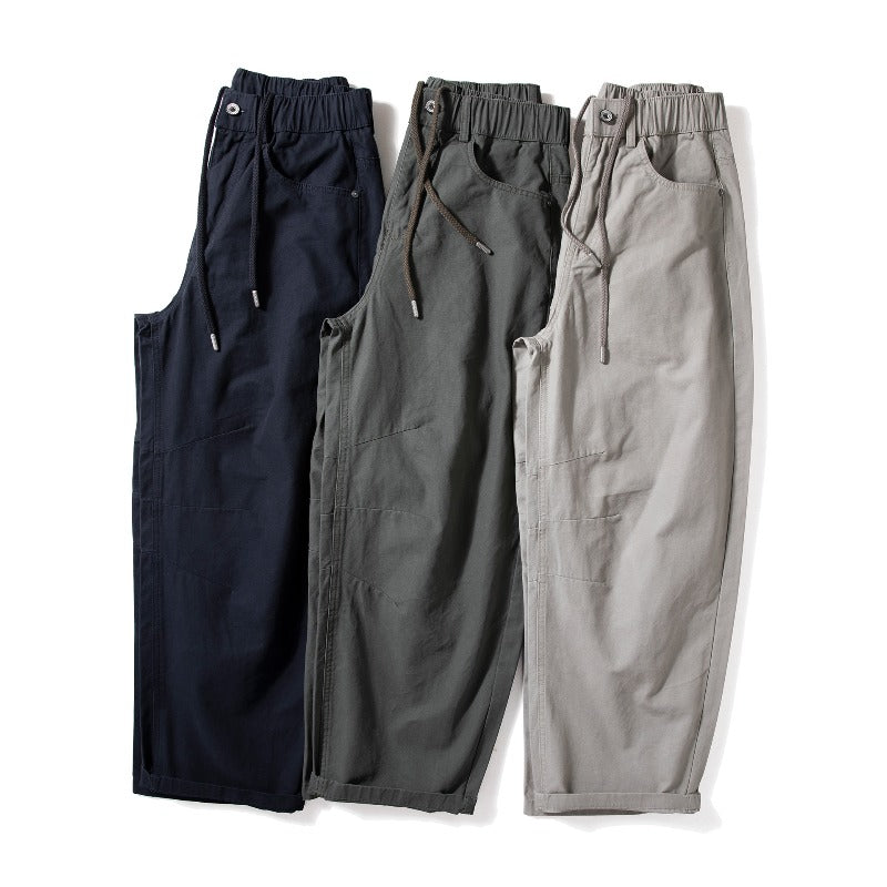 Casual Wide-Leg Cotton Workwear Trousers