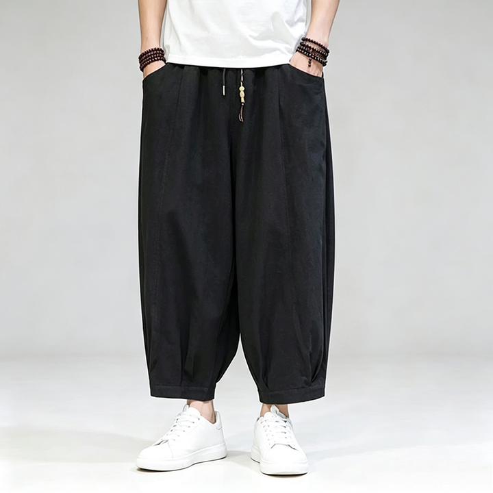 Cropped Waist-Defined Wide Leg Pants