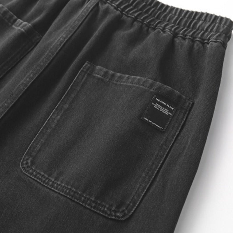 Heavyweight Loose Washed Denim Cargo Jogger Pants