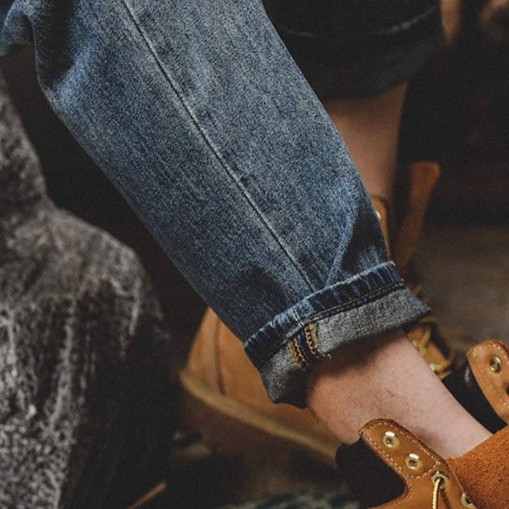 Vintage Washed Straight Leg Denim Pants