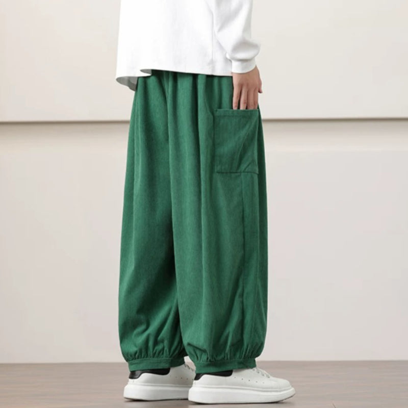 Corduroy Side Pocket Loose Wide-leg Casual Pants