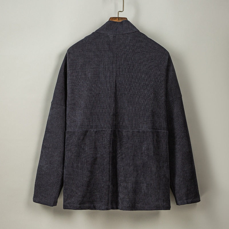 High Collar Curved Neck Long Sleeve Hanfu Cardigan Jacket