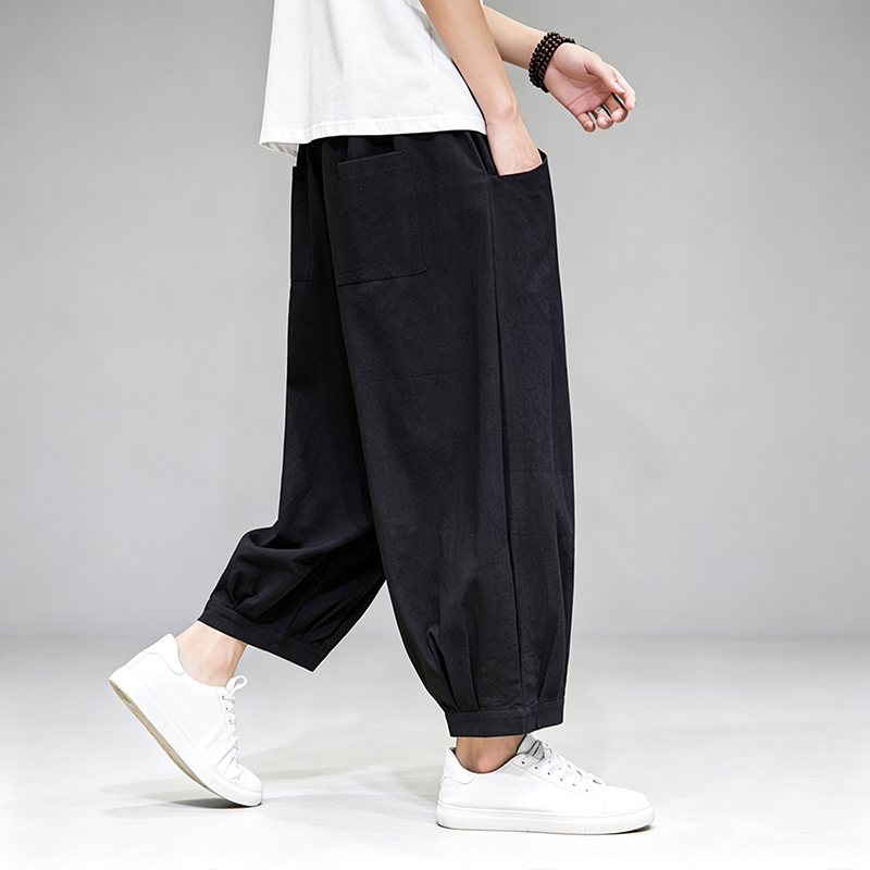 Cropped Waist-Defined Wide Leg Pants