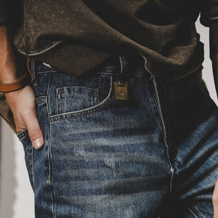 Vintage Washed Straight Leg Denim Pants