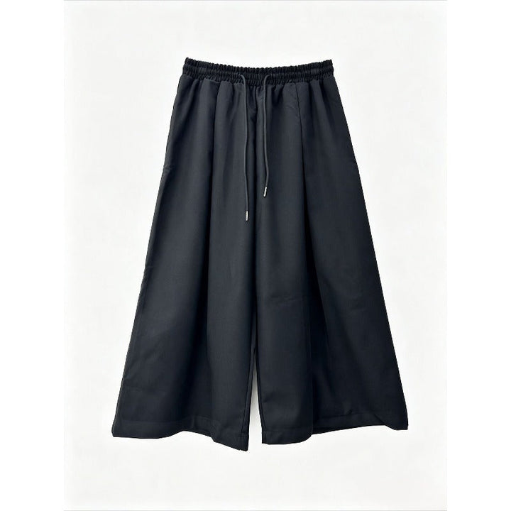 Japanese Draped Asymmetric Hem Long Sleeve Shirt Wide-leg Pants Two-piece Set