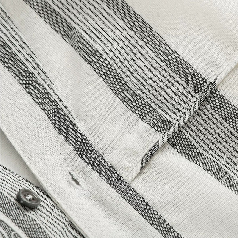 Japanese Striped Loose Kimono Shirt Half Sleeve Cardigan
