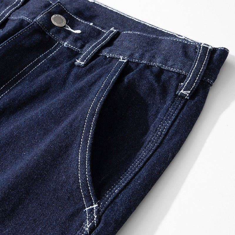 Raw Denim Multi-pocket Striped Outdoor Cargo Pants