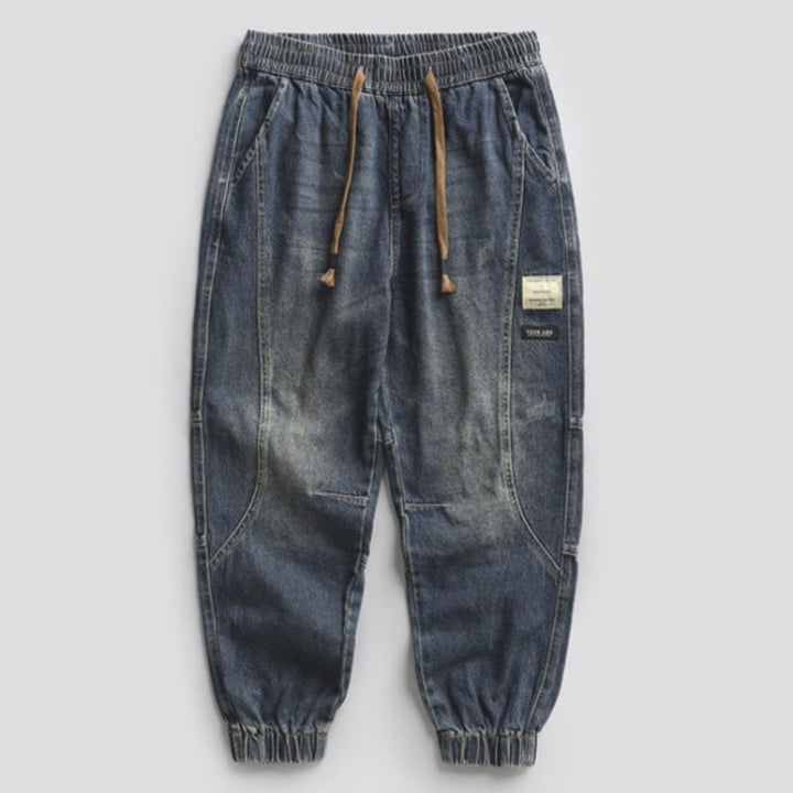 Heavyweight Loose Washed Denim Cargo Jogger Pants