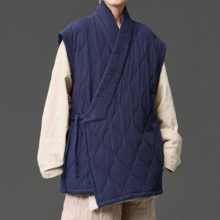 Japanese Zen Cross-collar Quilted Vest