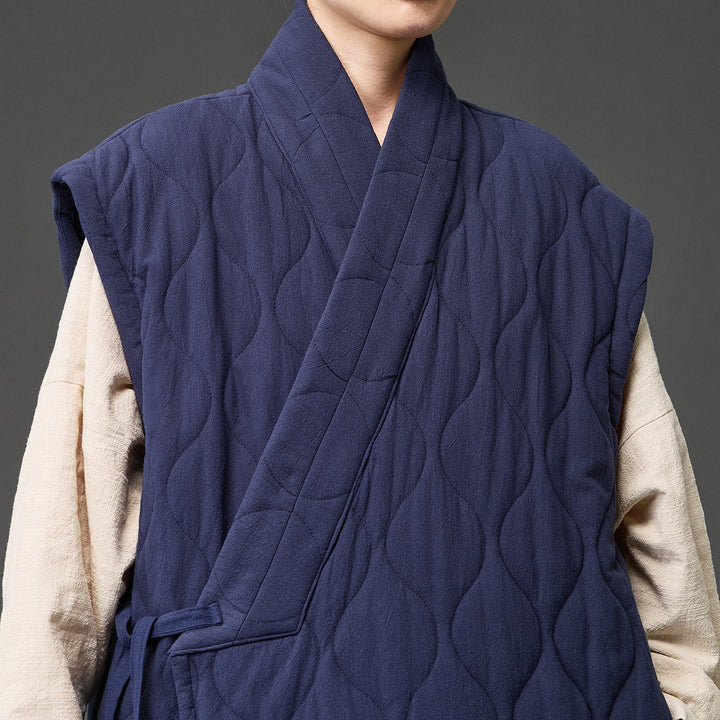 Japanese Zen Cross-collar Quilted Vest