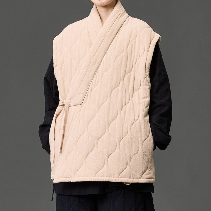 Japanese Zen Cross-collar Quilted Vest