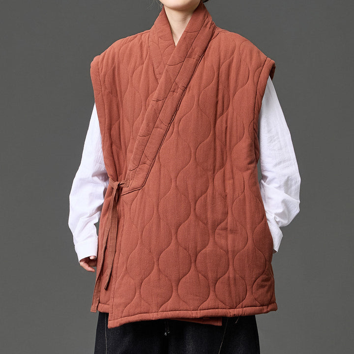 Japanese Zen Cross-collar Quilted Vest