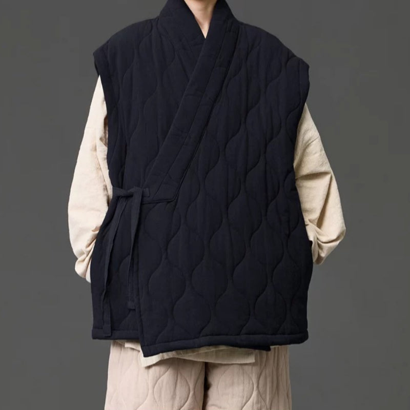 Japanese Zen Cross-collar Quilted Vest