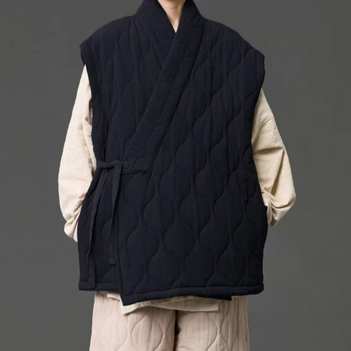Japanese Zen Cross-collar Quilted Vest