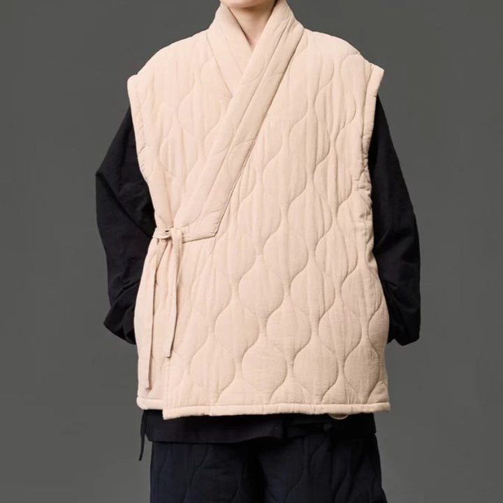 Japanese Zen Cross-collar Quilted Vest