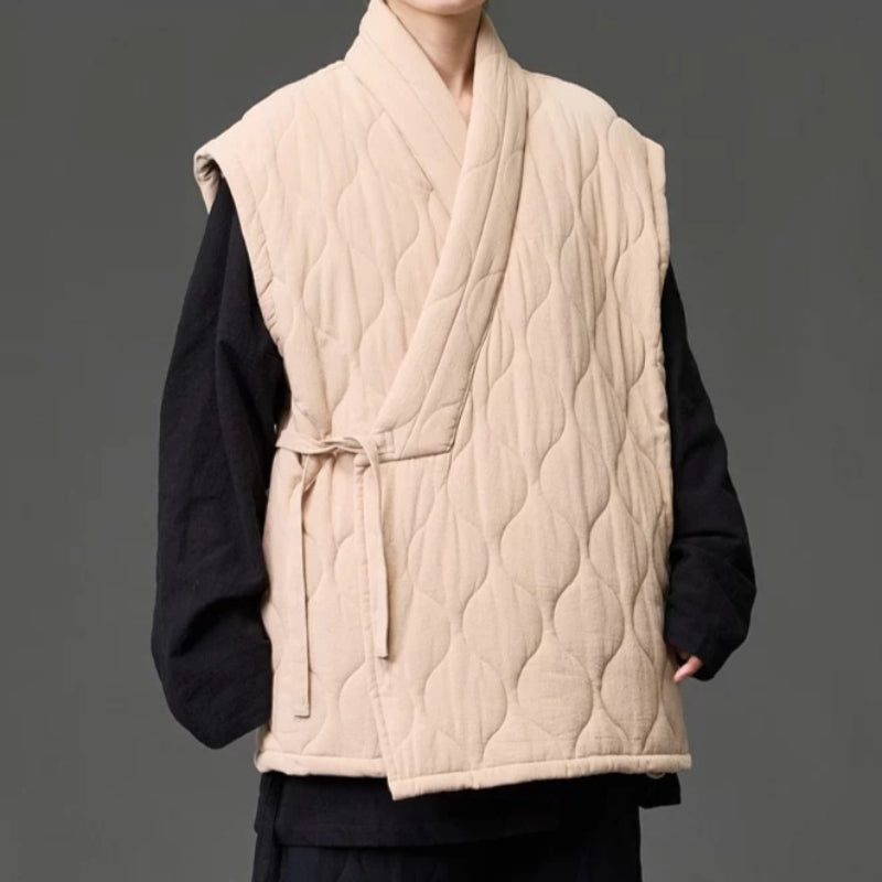 Japanese Zen Cross-collar Quilted Vest