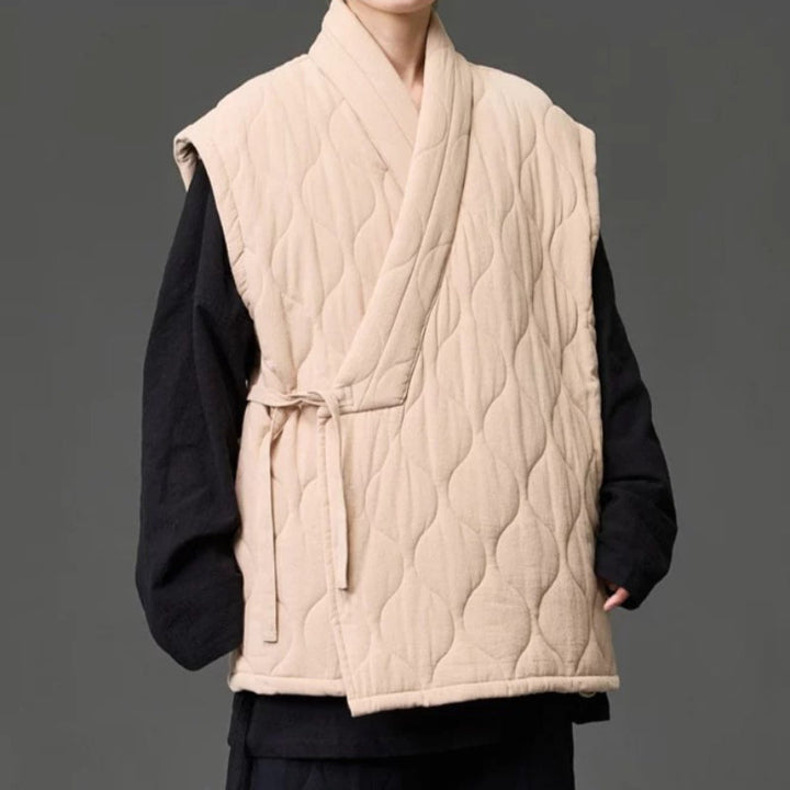 Japanese Zen Cross-collar Quilted Vest