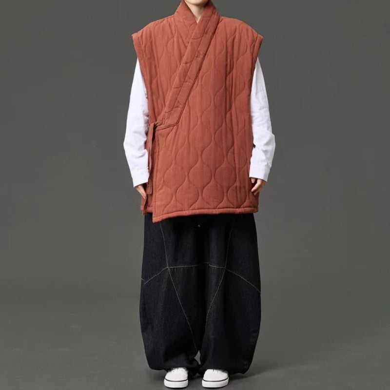 Japanese Zen Cross-collar Quilted Vest