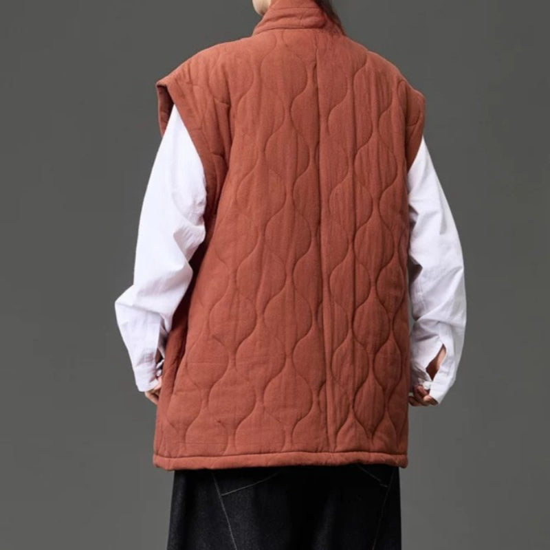 Japanese Zen Cross-collar Quilted Vest