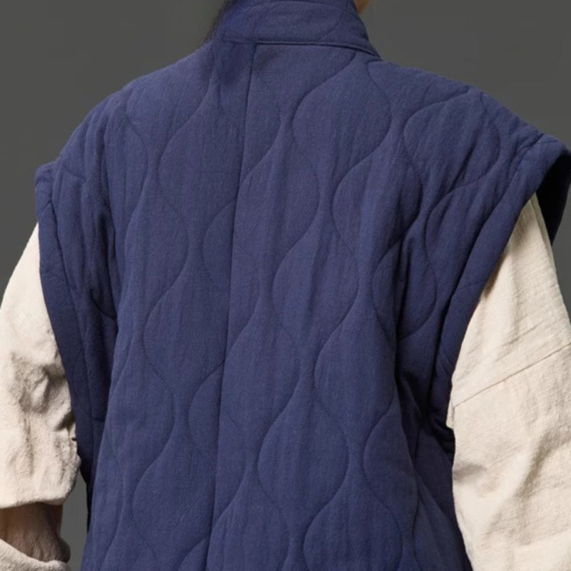 Japanese Zen Cross-collar Quilted Vest