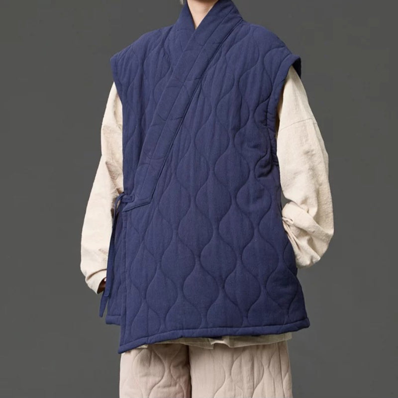 Japanese Zen Cross-collar Quilted Vest