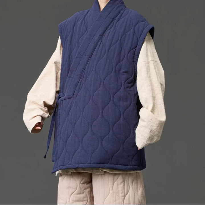 Japanese Zen Cross-collar Quilted Vest