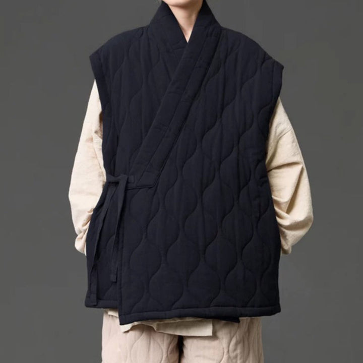 Japanese Zen Cross-collar Quilted Vest